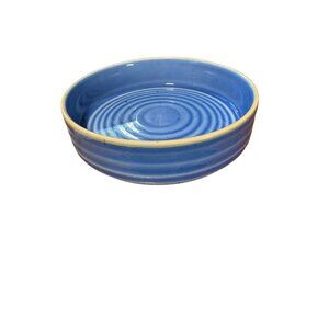Ariane Artisan Fine Porcelain Blue Serving Bowl With Yellow Rim 8.5" Diameter Ha